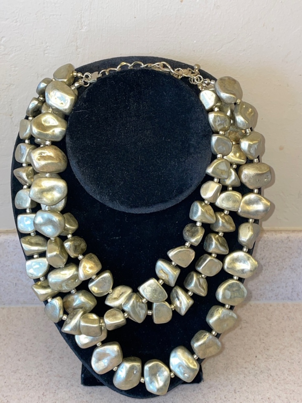 Chicos Origanals Multistrand Beaded Necklace - GOLD 3 Strand plus Bracelet